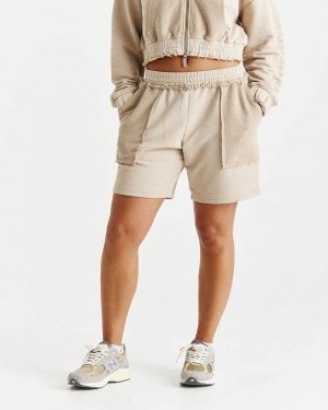 Hoodrich Collision Oversized Sweatshorts Beige Mexico | XUHN56930