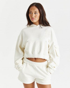 Hoodrich Corrode Boxy Oversized Hoodie Creme Mexico | XKIE08429