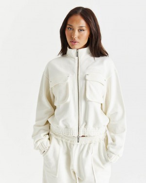Hoodrich Corrode Jersey Bomber Jacket Creme Mexico | HJPC87032