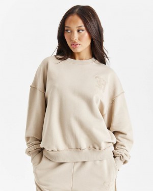 Hoodrich Edge Oversized Sweatshirt Beige Mexico | IRHC51948