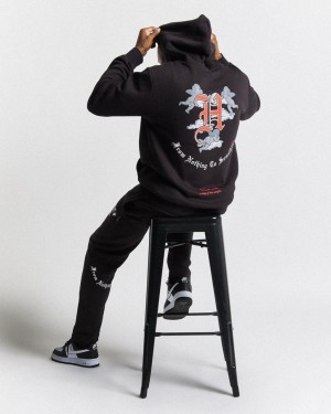 Hoodrich Empire Hoodie Black/White/Red Mexico | WOXT63504