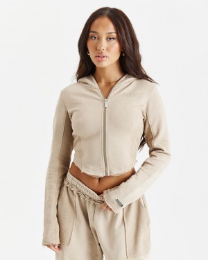 Hoodrich Havoc Corset Zip Hoodie Beige Mexico | SGEK30827