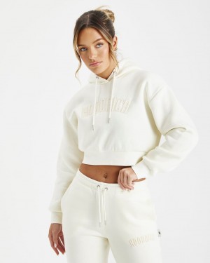 Hoodrich Kraze Cropped Hoodie Creme Mexico | OWTA23748