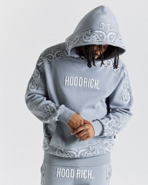 Hoodrich Motif Hoodie Grey/White Mexico | BYTG79825