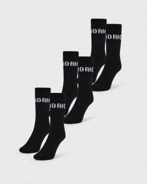 Hoodrich OG Core 3 Pack Crew Socks Black/White Mexico | IXFD53790