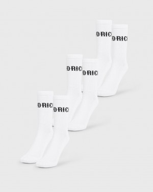Hoodrich OG Core 3 Pack Crew Socks White/Black Mexico | ZQWK84396