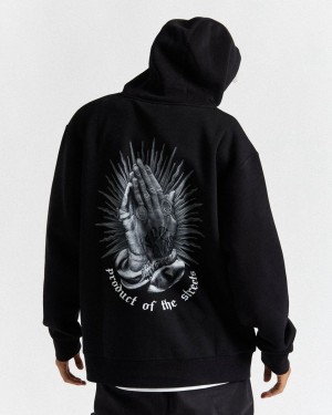 Hoodrich Ritual Backprint Hoodie Black/White Mexico | XHZQ09213
